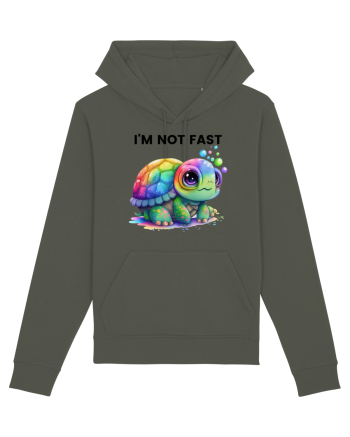 Broasca testoasa pictata in acuarela cu mesajul I'm not fast Khaki