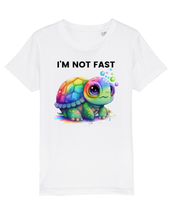 Broasca testoasa pictata in acuarela cu mesajul I'm not fast White