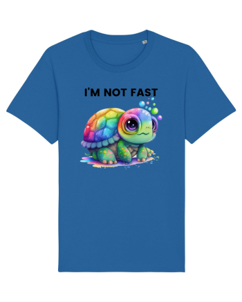Broasca testoasa pictata in acuarela cu mesajul I'm not fast Royal Blue