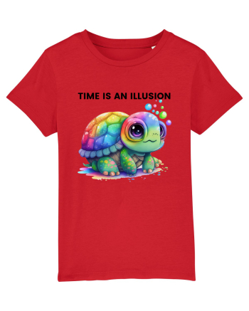 Broasca testoasa pictata in acuarela cu mesajul  Time is an Illusion Red