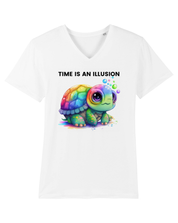 Broasca testoasa pictata in acuarela cu mesajul  Time is an Illusion White