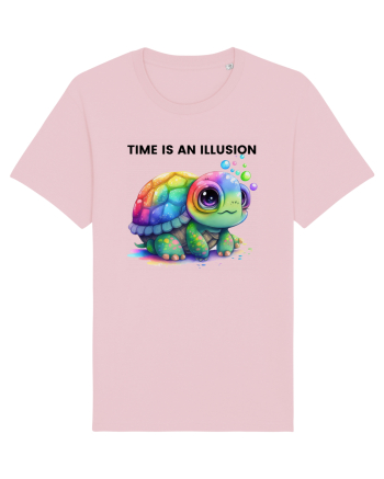 Broasca testoasa pictata in acuarela cu mesajul  Time is an Illusion Cotton Pink