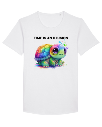Broasca testoasa pictata in acuarela cu mesajul  Time is an Illusion White