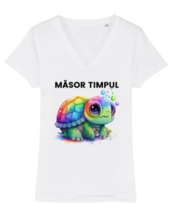 Broasca testoasa pictata in acuarela cu mesajul  Masor Timpul White