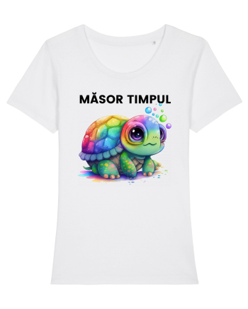 Broasca testoasa pictata in acuarela cu mesajul  Masor Timpul White