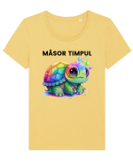 Broasca testoasa pictata in acuarela cu mesajul  Masor Timpul Tricou mânecă scurtă guler larg fitted Damă Expresser