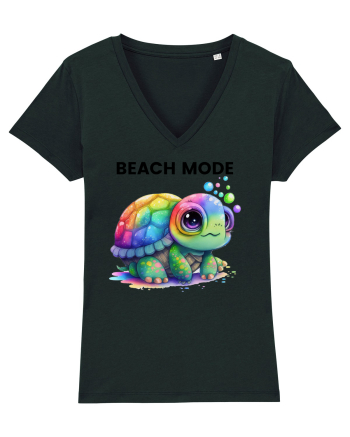 Broasca testoasa pictata in acuarela cu mesajul  Beach Mode Black