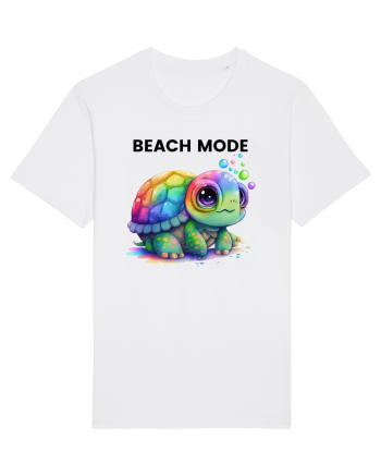Broasca testoasa pictata in acuarela cu mesajul  Beach Mode White