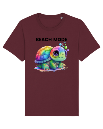 Broasca testoasa pictata in acuarela cu mesajul  Beach Mode Burgundy