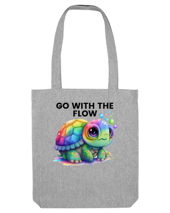 Broasca testoasa pictata in acuarela cu mesajul  Go with the Flow Heather Grey