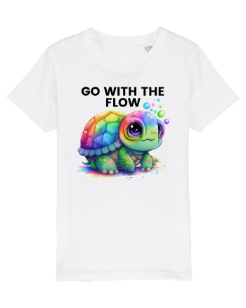 Broasca testoasa pictata in acuarela cu mesajul  Go with the Flow White