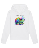 Broasca testoasa pictata in acuarela cu mesajul  Take it E.Z. Hanorac Unisex Drummer