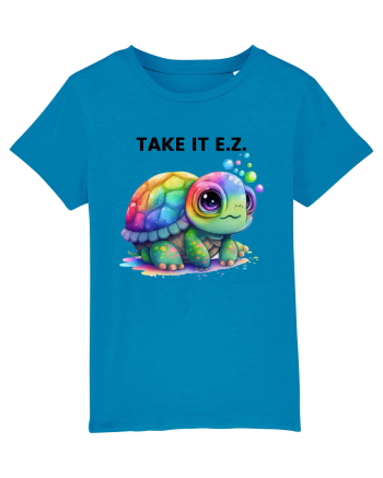 Broasca testoasa pictata in acuarela cu mesajul  Take it E.Z. Azur