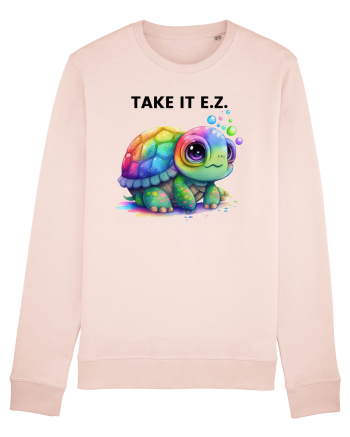 Broasca testoasa pictata in acuarela cu mesajul  Take it E.Z. Candy Pink