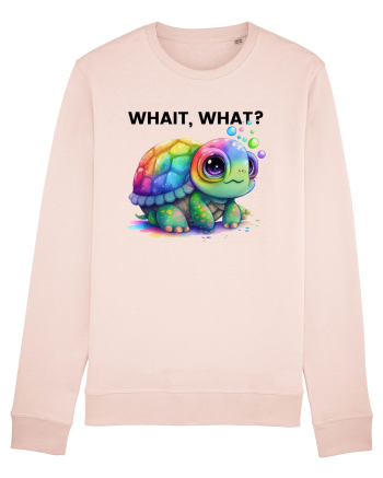 Broasca testoasa pictata in acuarela cu mesajul Wait, What? Candy Pink