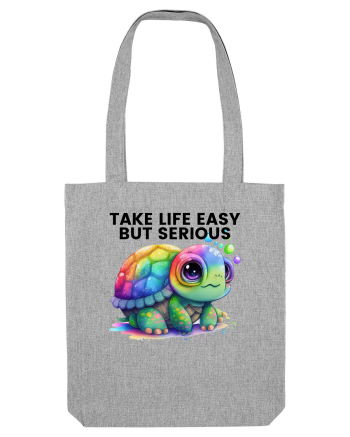 Broasca testoasa pictata in acuarela cu mesajul Take Life Easy but Serious Heather Grey