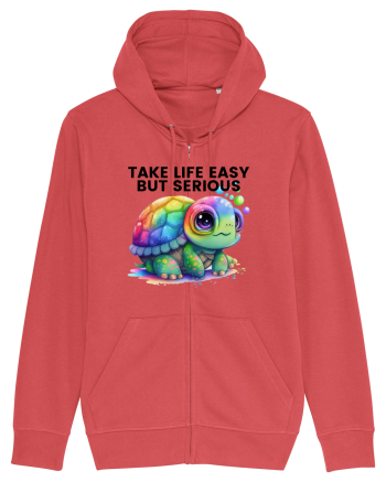 Broasca testoasa pictata in acuarela cu mesajul Take Life Easy but Serious Carmine Red