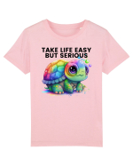 Broasca testoasa pictata in acuarela cu mesajul Take Life Easy but Serious Tricou mânecă scurtă  Copii Mini Creator