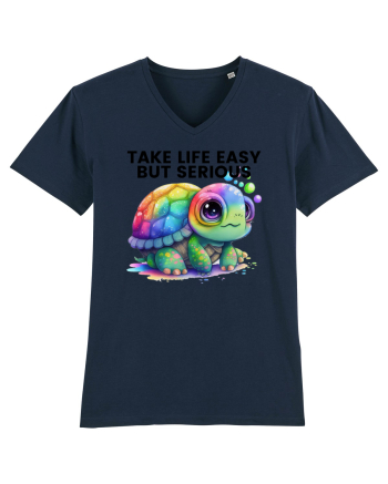 Broasca testoasa pictata in acuarela cu mesajul Take Life Easy but Serious French Navy