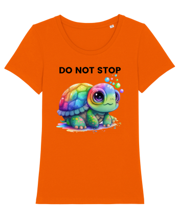 Broasca testoasa pictata in acuarela cu mesajul Do Not Stop Bright Orange