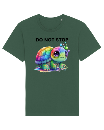 Broasca testoasa pictata in acuarela cu mesajul Do Not Stop Bottle Green