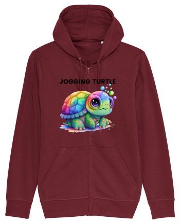Broasca testoasa pictata in acuarela cu mesajul Jogging Turtle Burgundy