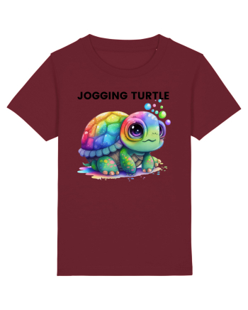 Broasca testoasa pictata in acuarela cu mesajul Jogging Turtle Burgundy