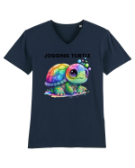 Broasca testoasa pictata in acuarela cu mesajul Jogging Turtle Tricou mânecă scurtă guler V Bărbat Presenter