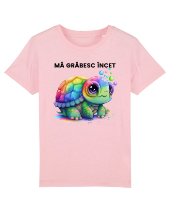 Broasca testoasa pictata in acuarela cu mesajul Ma grabesc Incet Cotton Pink