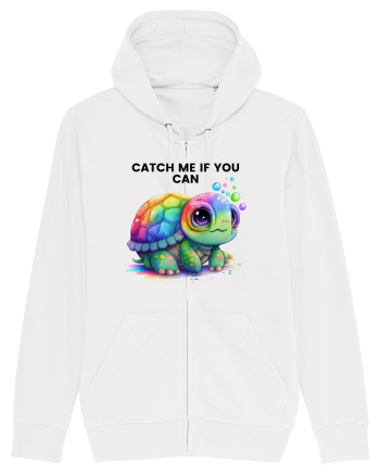 Broasca testoasa pictata in acuarela cu mesajul Catch Me If You Can White