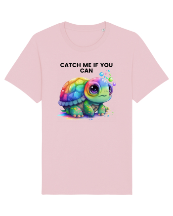 Broasca testoasa pictata in acuarela cu mesajul Catch Me If You Can Cotton Pink