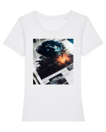 DIGITAL ART 58 Tricou mânecă scurtă guler larg fitted Damă Expresser