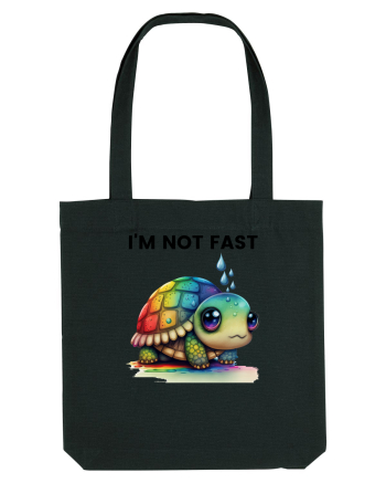 Broasca testoasa pictata in acuarela cu mesajul I'm not fast Black