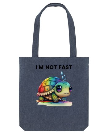 Broasca testoasa pictata in acuarela cu mesajul I'm not fast Midnight Blue