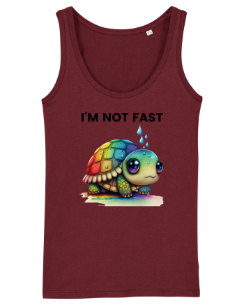 Broasca testoasa pictata in acuarela cu mesajul I'm not fast Burgundy