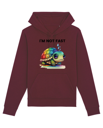 Broasca testoasa pictata in acuarela cu mesajul I'm not fast Burgundy