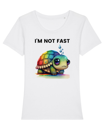 Broasca testoasa pictata in acuarela cu mesajul I'm not fast White