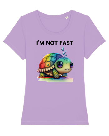 Broasca testoasa pictata in acuarela cu mesajul I'm not fast Lavender Dawn