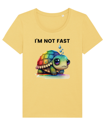 Broasca testoasa pictata in acuarela cu mesajul I'm not fast Jojoba