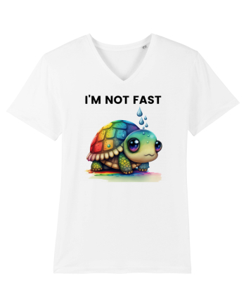 Broasca testoasa pictata in acuarela cu mesajul I'm not fast White