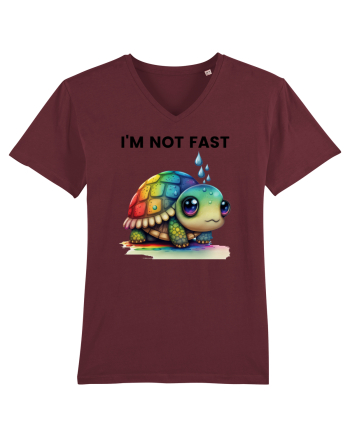 Broasca testoasa pictata in acuarela cu mesajul I'm not fast Burgundy