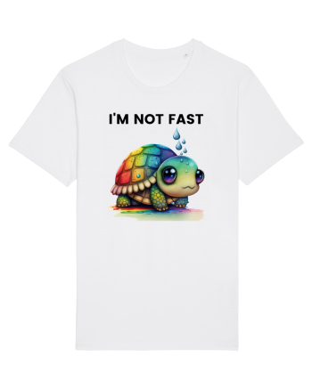 Broasca testoasa pictata in acuarela cu mesajul I'm not fast White