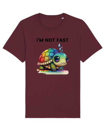 Broasca testoasa pictata in acuarela cu mesajul I'm not fast Burgundy