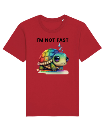 Broasca testoasa pictata in acuarela cu mesajul I'm not fast Red
