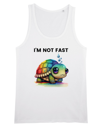 Broasca testoasa pictata in acuarela cu mesajul I'm not fast White