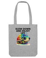 Broasca testoasa pictata in acuarela cu mesajul  Slow Down and Enjoy Life Sacoșă textilă