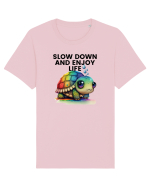 Broasca testoasa pictata in acuarela cu mesajul  Slow Down and Enjoy Life Tricou mânecă scurtă Unisex Rocker