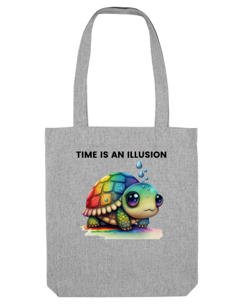 Broasca testoasa pictata in acuarela cu mesajul  Time is an Illusion Heather Grey