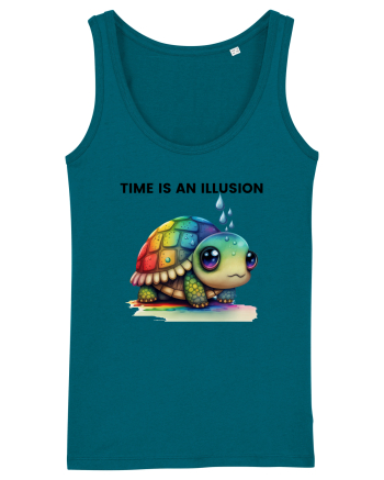 Broasca testoasa pictata in acuarela cu mesajul  Time is an Illusion Ocean Depth
