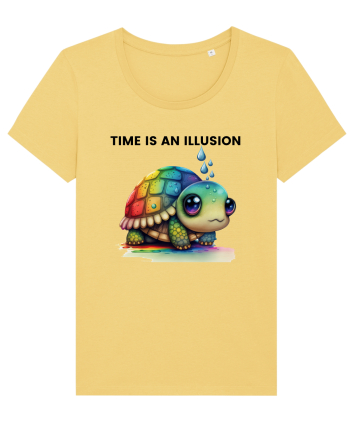 Broasca testoasa pictata in acuarela cu mesajul  Time is an Illusion Jojoba